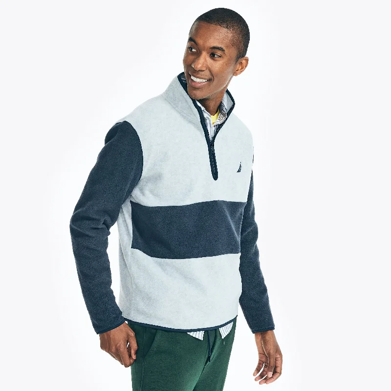 Nautica Mens Colorblock Quarter-Zip Nautex Fleece