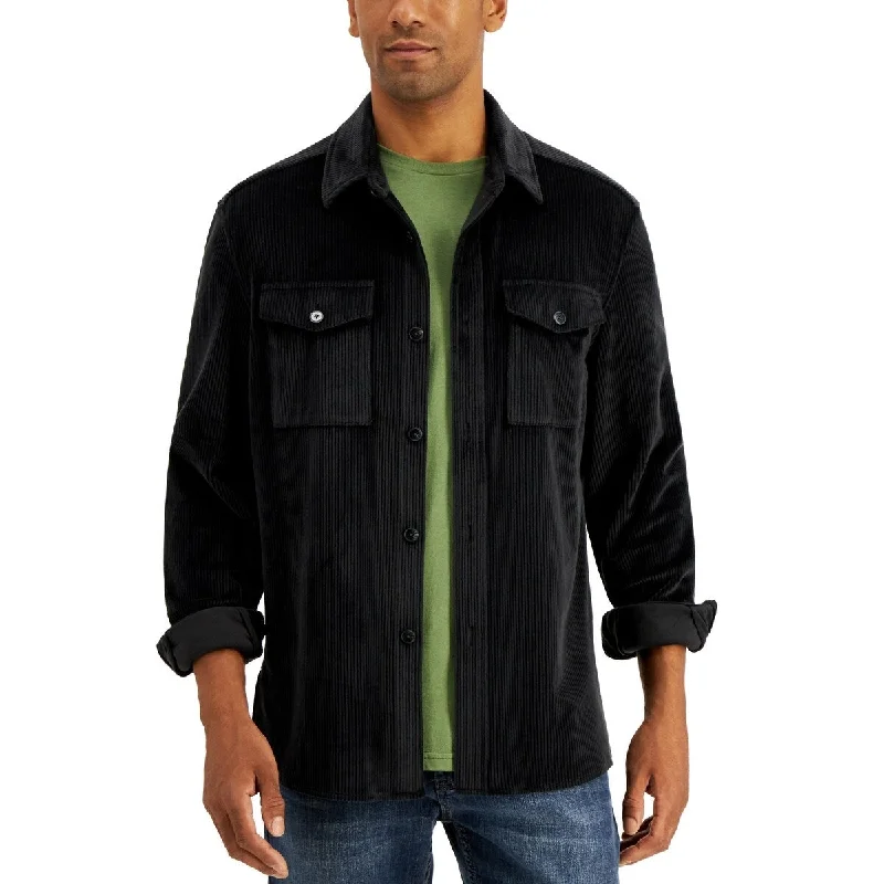 Alfani Men's Regular Fit Corduroy Shirt Jacket Black