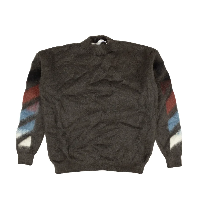 Off-White C/O Virgil Abloh Diag Brushed Mohair Crewneck - Gray