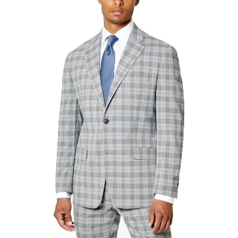 Tallia Men's Slim Fit Plaid Suit Jacket Gray Size 38