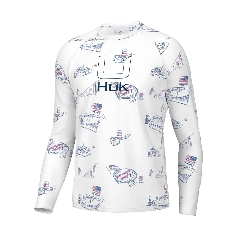 Huk Men's Pursuit Performance Shirt - Americookin White