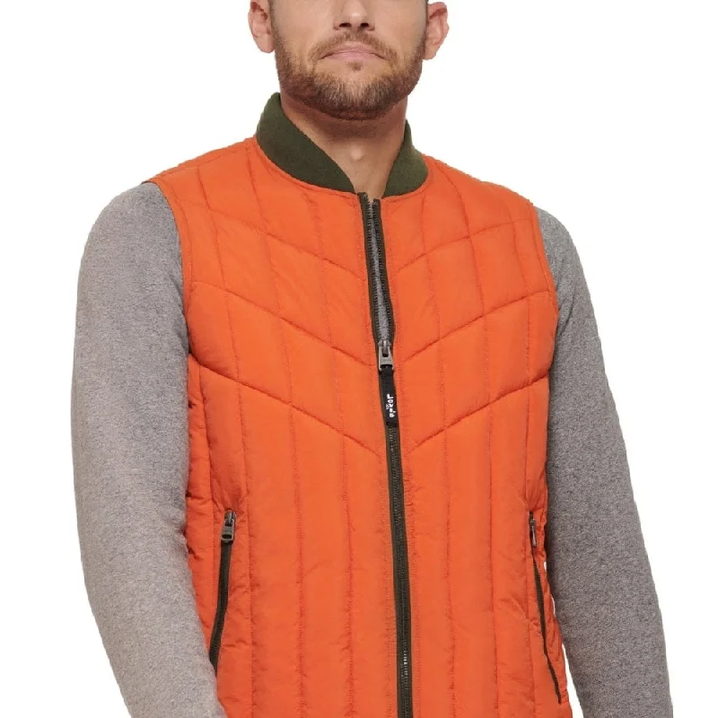 Levi's Men's L84 Quilted Nylon Zipper Vest Orange Size Small