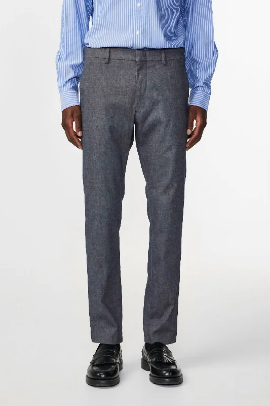 Theo Melange Tailored Slim Fit Chino Pants In Navy Blue