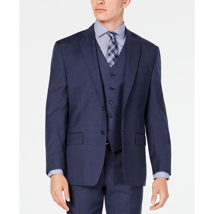 Michael Kors Men's Classic Regular Fit Airsoft Stretch Flannel Suit Jacket Blue Size 40