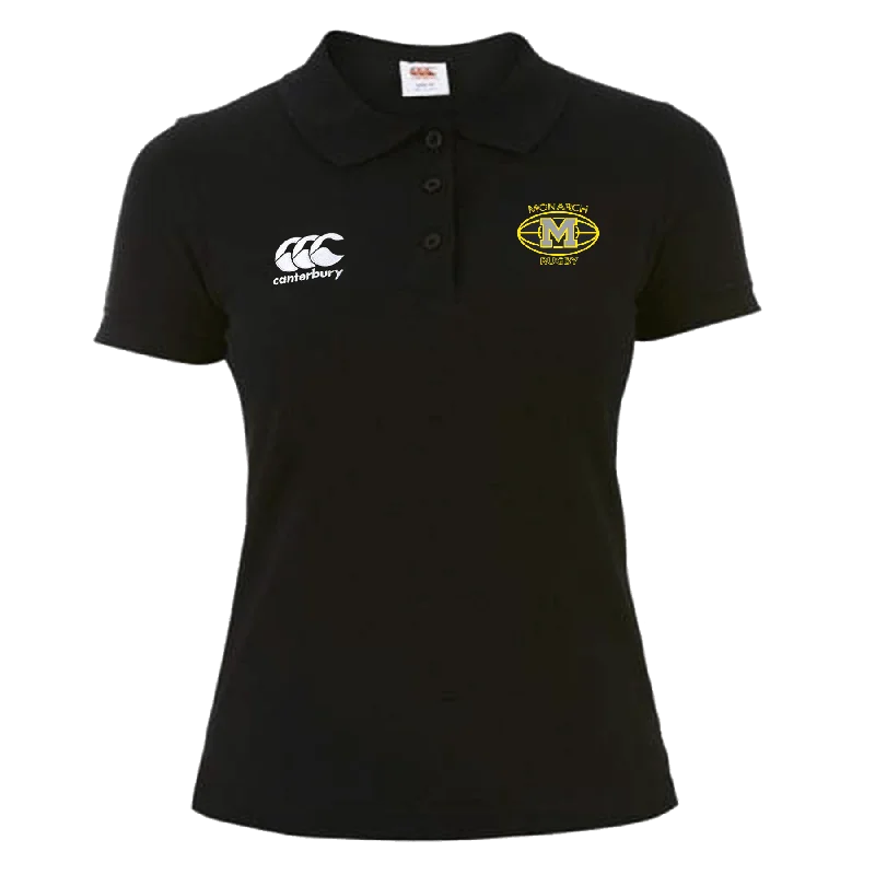 Monarch Rugby Canterbury Women's Black Waimak Rugby Polo