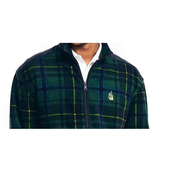 Nautica Men's Nautex Plaid Full-Zip Fleece Jacket Green Size Small