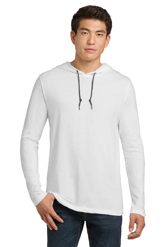 Gildan Mens Long Sleeve Hooded T-Shirt Hoodie - White/Dark Grey - Closeout