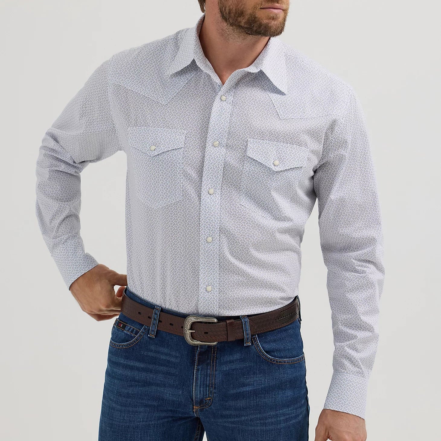 Wrangler Men's L/S 20X Competition Western Snap Shirt in Feather White (Available in Tall Sizes)