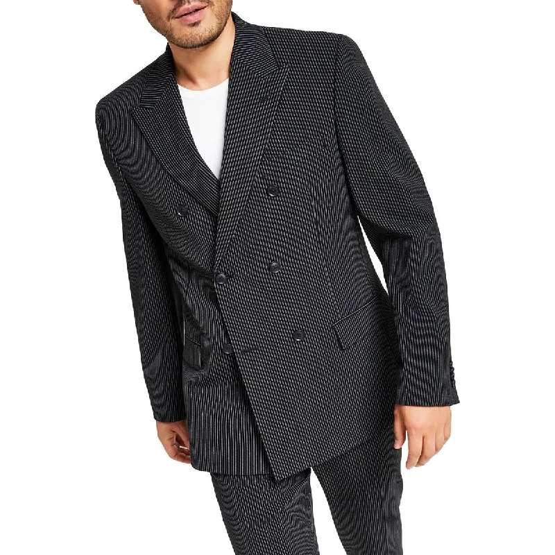 Alfani Men's Slim Fit Double Breasted Pinstripe Suit Separate Jacket Black Size 38