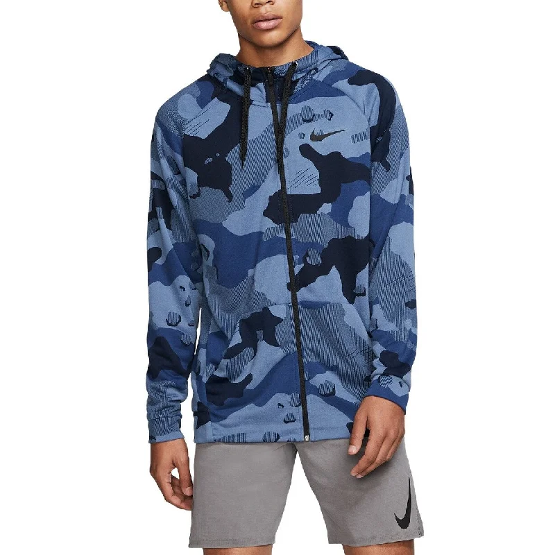 Nike Men's Dri-Fit Camo Zip Hoodie Blue Size Large