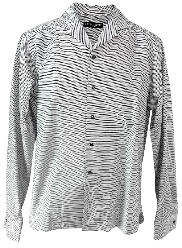 Dolce & Gabanna Striped Button Down in White and Grey