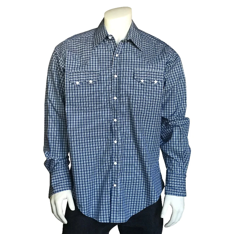 Men's Pima Cotton Blue & White Check Western Shirt