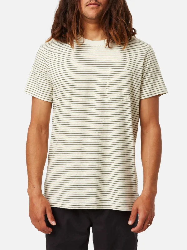 Finley Pocket Tee In Vintage White/olive