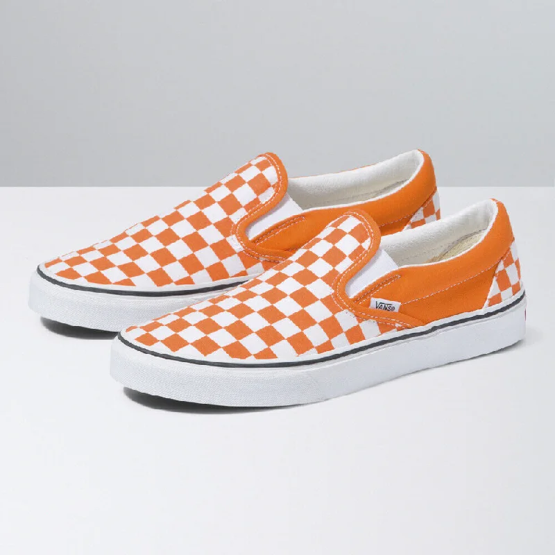 Men easy-to-wear slip-on shoes-Classic Slip-On Orange Tiger/True White Checkerboard