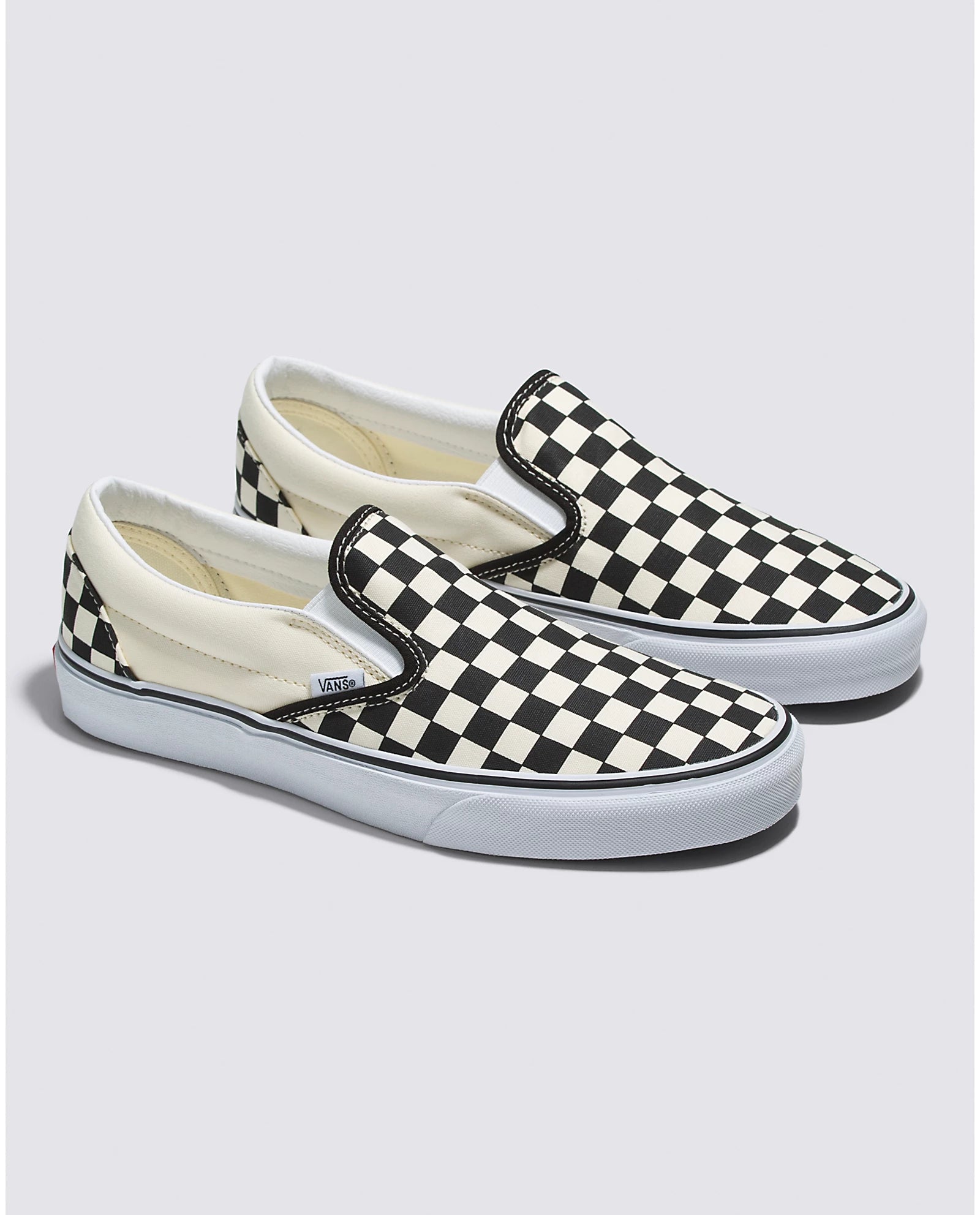 Stylish men boat shoes-Slip-On Blk/Wht Checkered