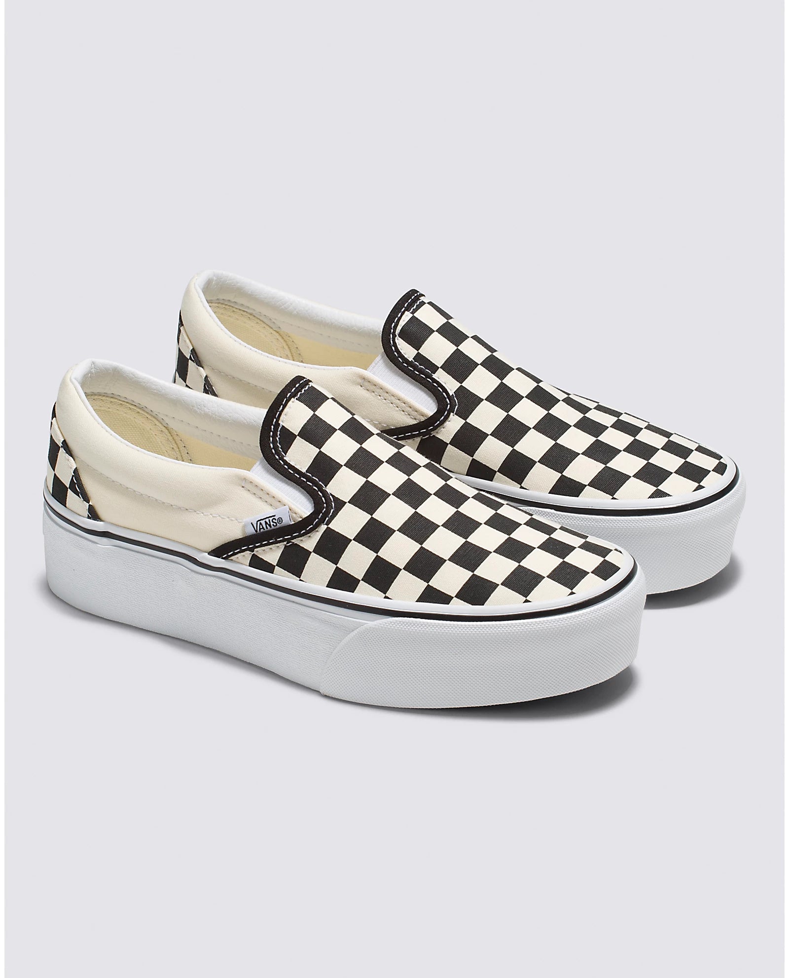 Casual slip-on sneakers for men-Slip On Checkerboard Platform Black