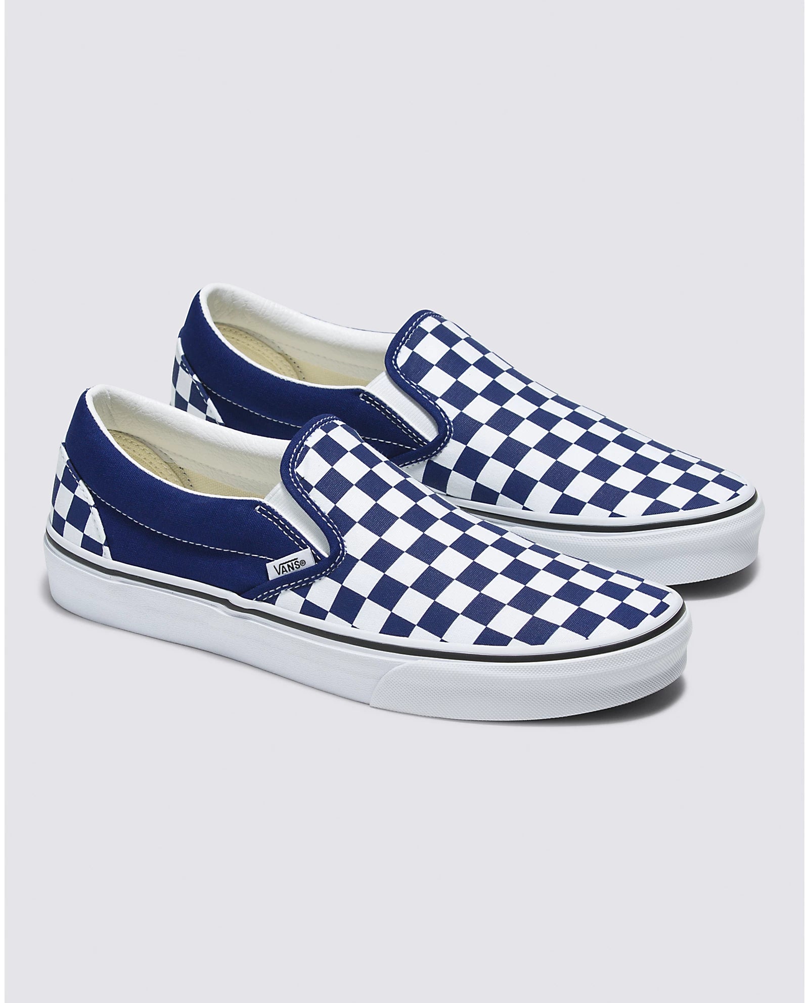 Comfortable men casual shoes-Slip On Color Theory Beacon Blue Checkerboard