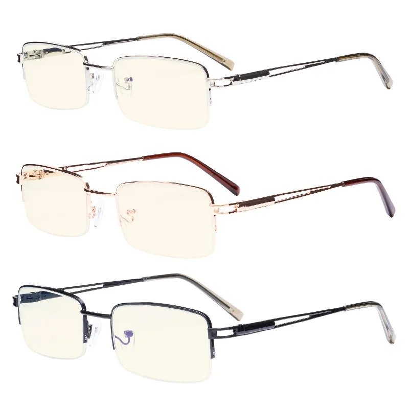 3 Pack Half-rim Blue Light Filter Reading Glasses UVR15014