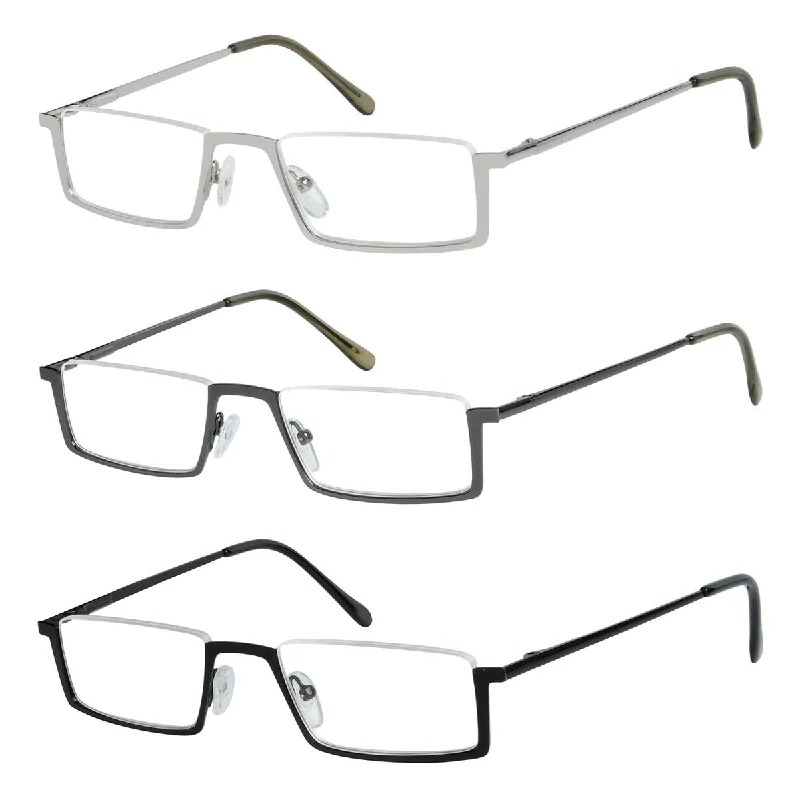 3 Pack Half Rim Metal Reading Glasses R1613