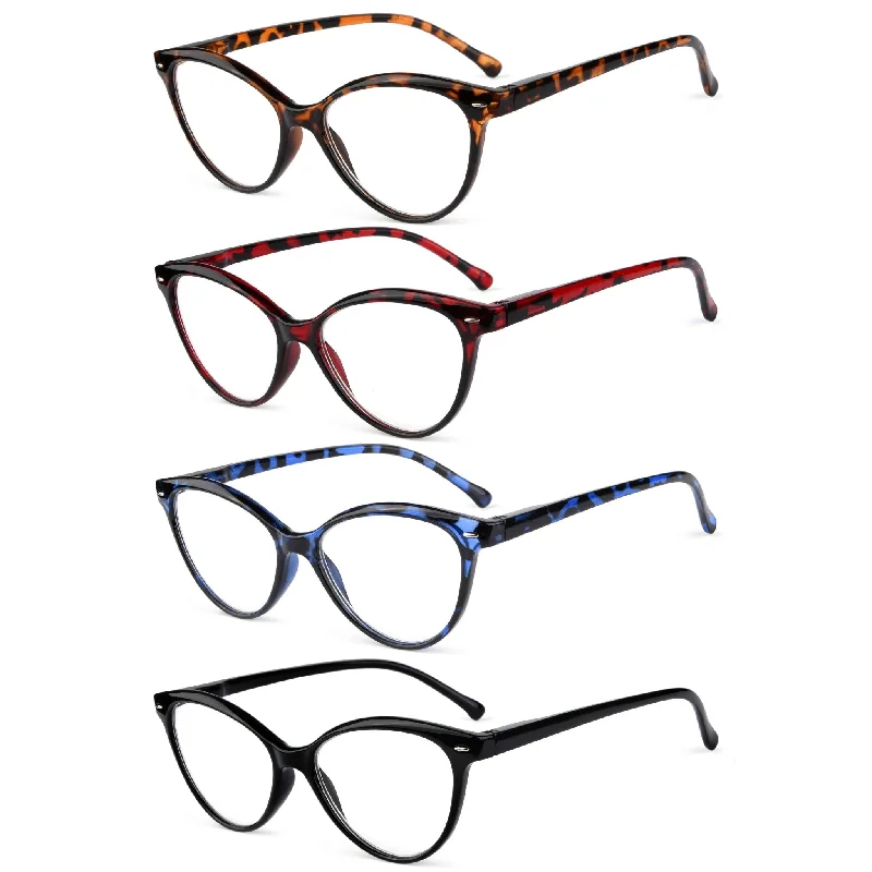 4 Pack Stylish Reading Glasses Cat-eye Readers R9112