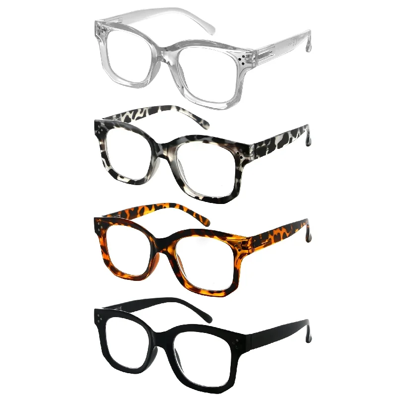 4 Pack Fashionable Reading Glasses Thicker Frame R2002