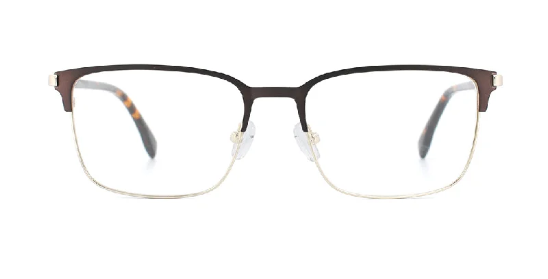 Metallic Rectangular Browline Glasses MT-35695