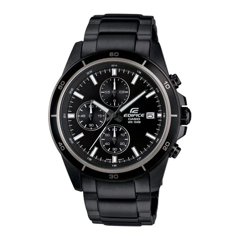 Casio Edifice EFR-526BK-1A1VUDF Black Analog Dial Black Stainless Steel Band Men's Watch Chronograph 100M Water Resistant EX206