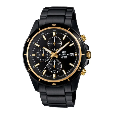 Casio EDifice EFR-526BK-1A9VUDF Black Analog Dial Black Stainless Steel Band Men's Watch Chronograph 100M Water Resistant EX208