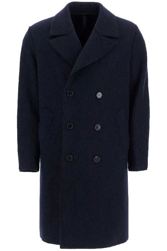 Harris Wharf London Men's Double-Breasted Wool Coat In Boiled