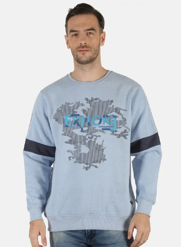 Men Blue Printed Sweatshirt