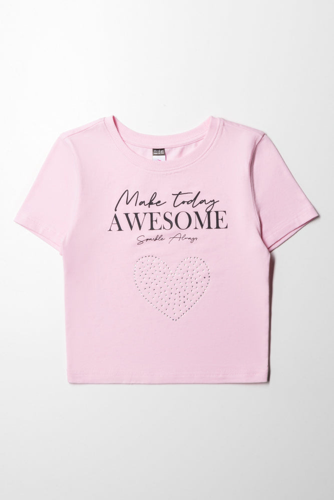 Baby T-Shirt With Pearl Heart Pink