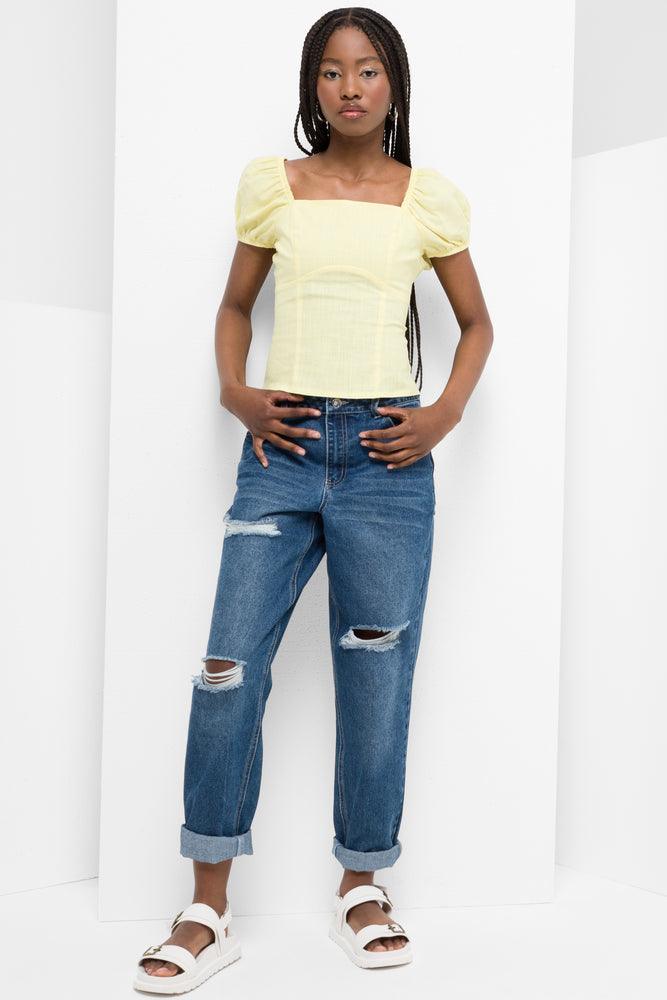 Puff Sleeve Top Yellow