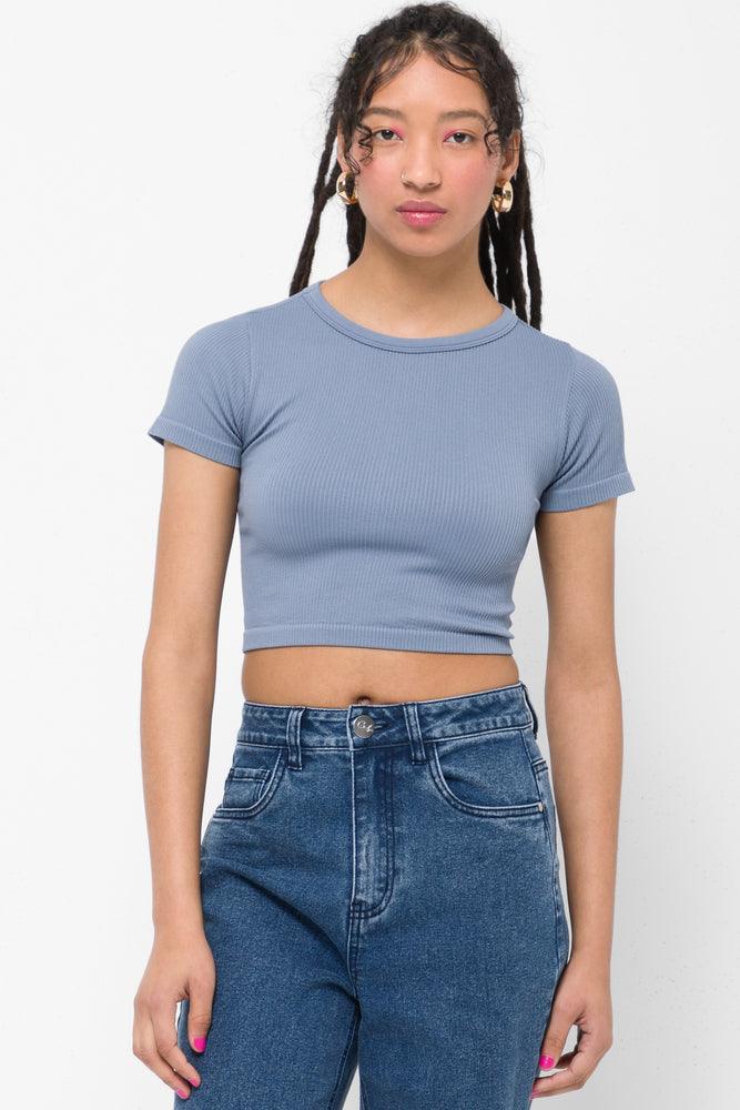 Seamless Cropped T-Shirt Blue