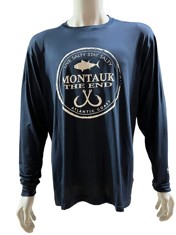 Adult Montauk The End Fish Hooks DriFit UBF 50 UV Plus Protection Long Sleeve Tee