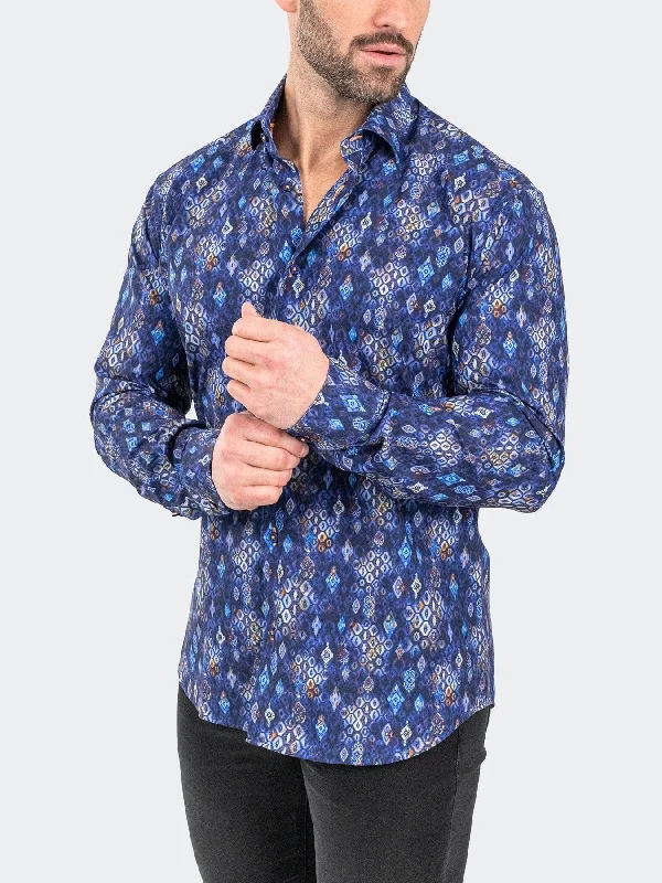 All over Print Performance Long Sleeve Shirt - Blue