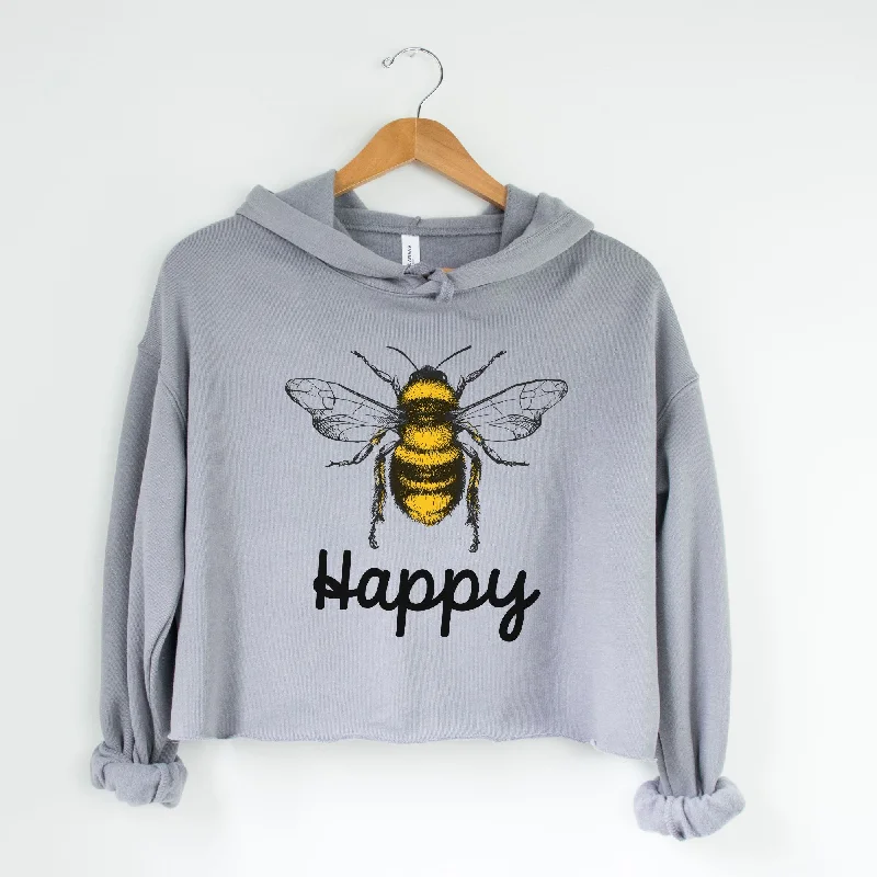 Bee Happy Bella Canvas Cropped Sweatshirt or Crop Hoodie *Women's Crop Fit*