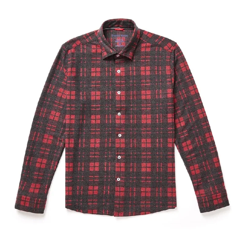 Check Jersey Fleece Long Sleeve Shirt - Red