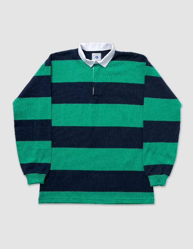 CLASSIC STRIPE RUGBY SHIRT - KELLY/NAVY