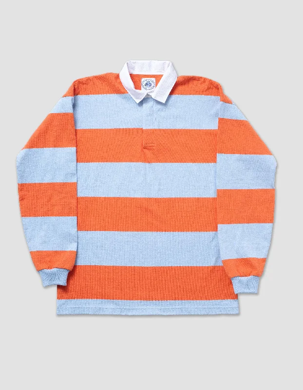 CLASSIC STRIPE RUGBY SHIRT - LIGHT BLUE/ORANGE