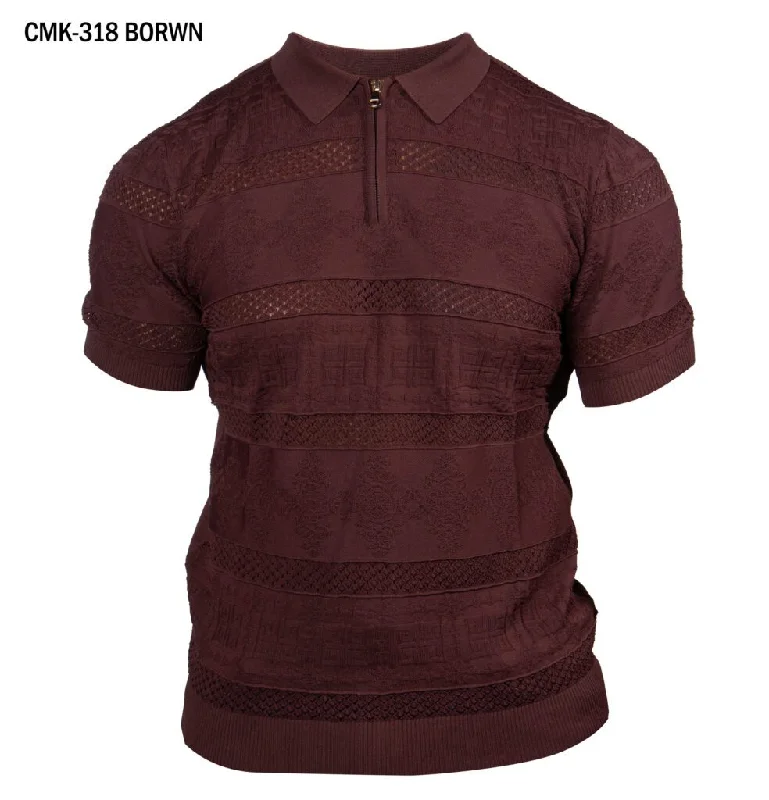 Prestige CMK-318 Short Sleeve Zipper Shirt - Brown