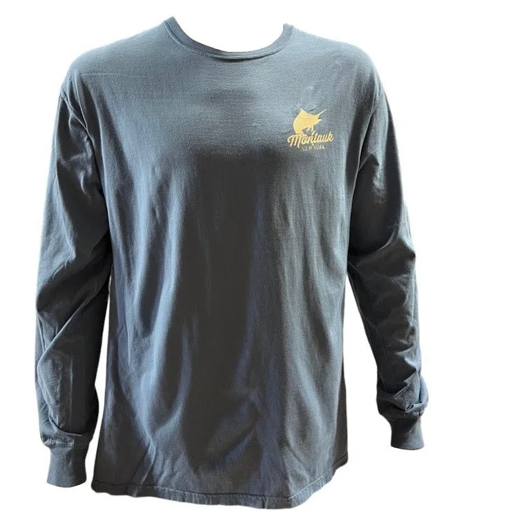 Men's Wild West Montauk The End Marlin Long Sleeve Tee Shirt in Grey