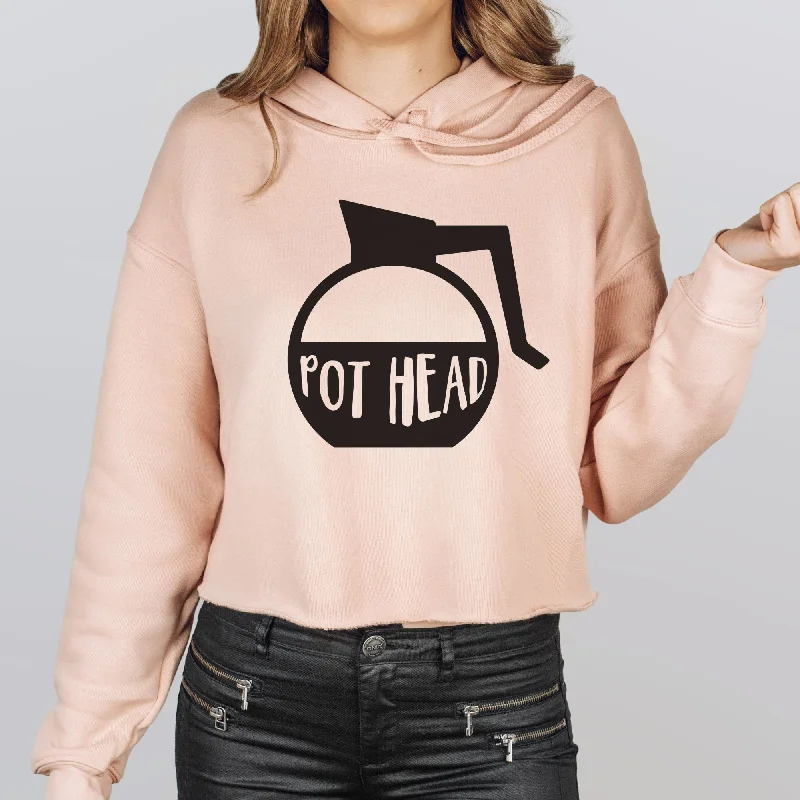 Pot Head Coffee Lover Bella Canvas Cropped Sweatshirt or Crop Hoodie *Women's Crop Fit*