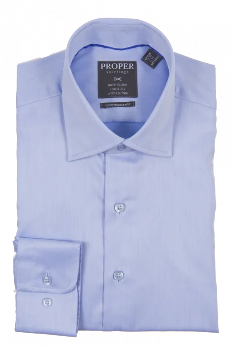 Proper Contemporary Fit Regular Cuff Pure Cotton Wrinkle Free Shirt - P720ET0R - Blue