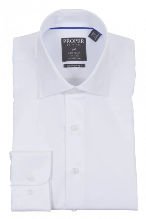 Proper Contemporary Fit Regular Cuff Pure Cotton Wrinkle Free Shirt - P720ET0R - White