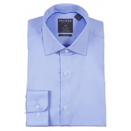 Proper Slim Fit Regular Cuff Pure Cotton Wrinkle Free Shirt - P720TTSR - Blue