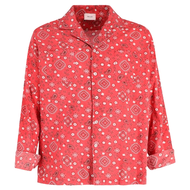 Rhude Bandana Print Shirt in Red Cotton