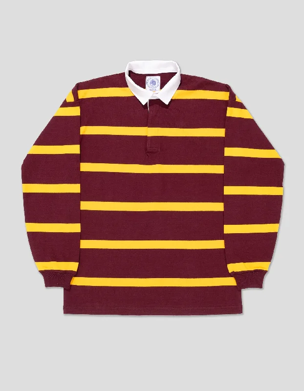 STRIPE RUGBY SHIRT - BURGUNDY/GOLD