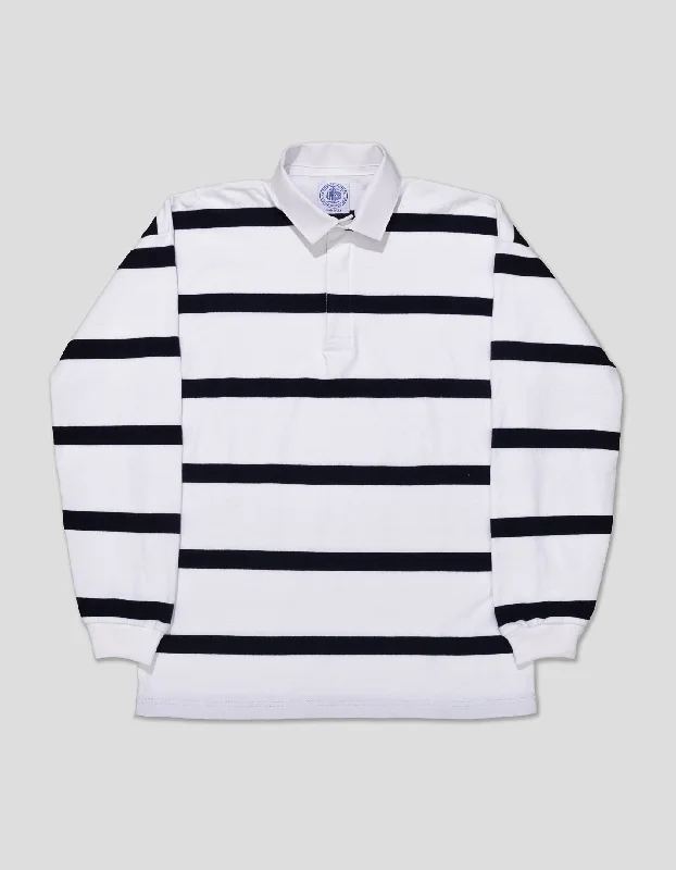 STRIPE RUGBY SHIRT - WHITE/NAVY