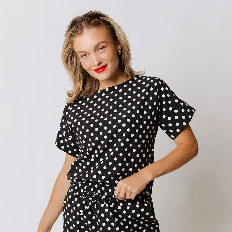 Boss Tee, Black Polka Dot