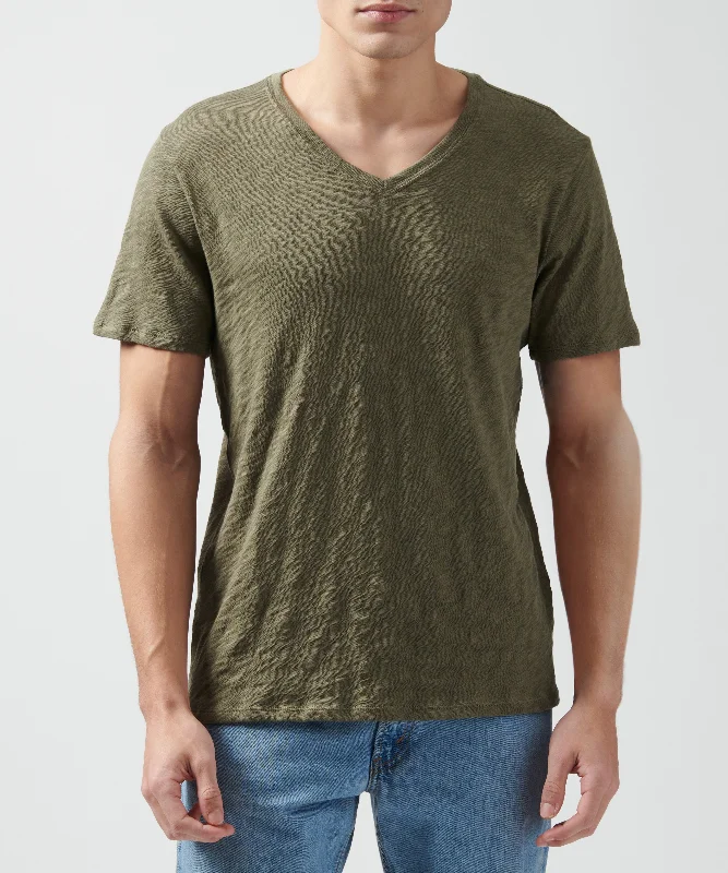 Slub Jersey V-Neck Tee - Army